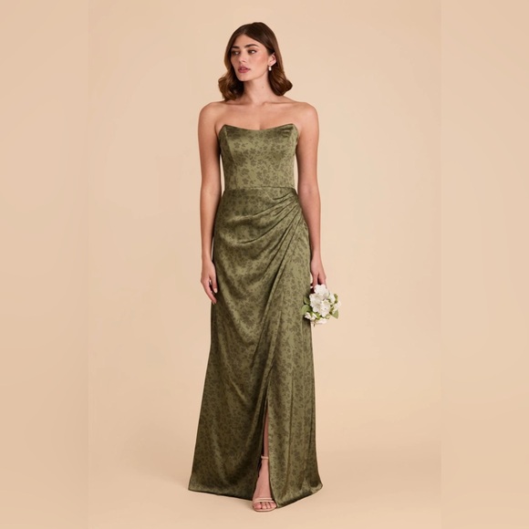 Birdy Grey Dresses & Skirts - Birdy Grey Satin Green Floral Bridesmaid Dress